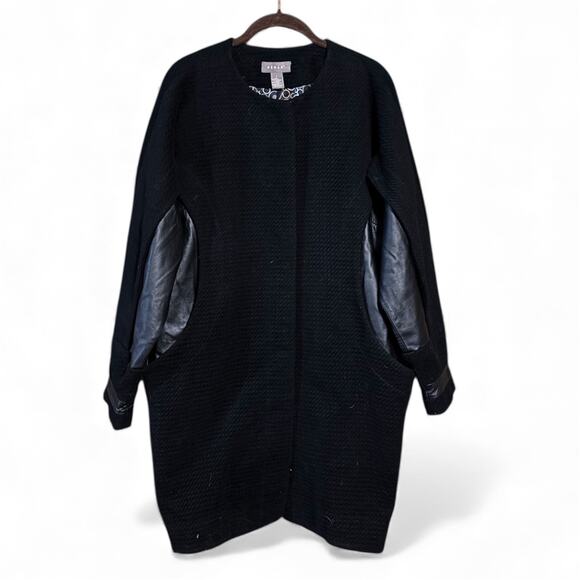 Kenar Black Coat with Genuine Leather Trim – Women’s Size 2 - Picture 1 of 4